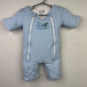 Baby Merlins Magic Sleepsuit Infant Small 3-6M Blue Cotton Transitional Swaddle